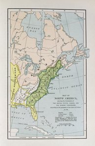 Mappa del Nord America, che mostra i confini degli Stati Uniti, del Canada e dei possedimenti spagnoli, secondo le proposte della Corte di Francia nel 1782, da 